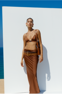 Silk satin suit brown