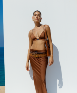 Silk satin suit brown