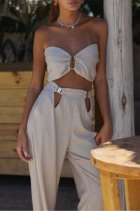 Butterfly cream pants