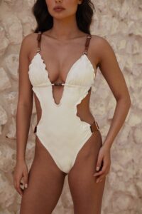 Zigzag cream one piece